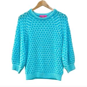 Lilly Pulitzer Blue Crew Neck Sweater with Textured Knit